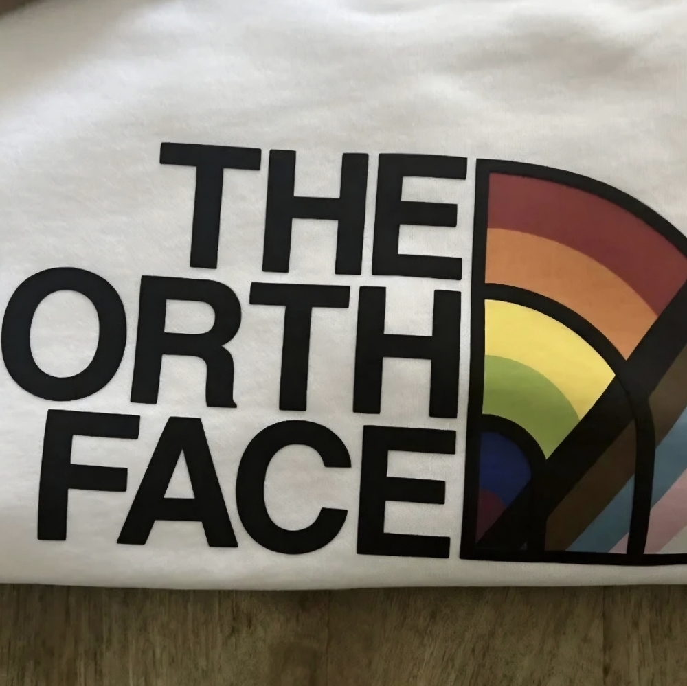 The North Face UNISEX Hoodie Sweatshirt WHITE Rainbow Pride ALLY Size: XXL (NWT) - Picture 4 of 7